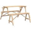 Picknickbord med bänkar massivt granträ 2-i-1 vidaXL – miniatyr 6