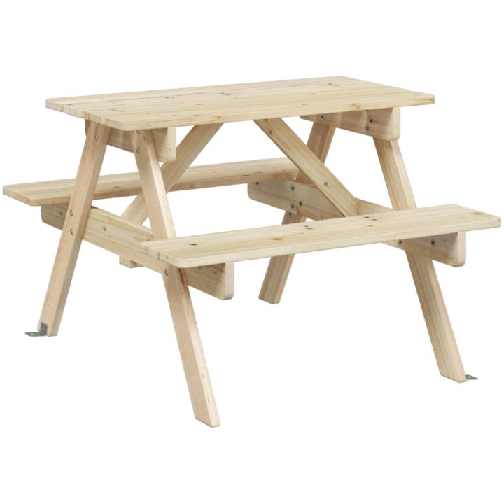 Picknickbord med parasoll för 4 barn massivt granträ vidaXL – bild 8