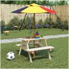 Picknickbord med parasoll för 4 barn massivt granträ vidaXL – miniatyr 1