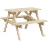Picknickbord med parasollhål för 4 barn massivt granträ vidaXL – miniatyr 2