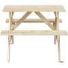 Picknickbord med parasollhål för 4 barn massivt granträ vidaXL – miniatyr 4