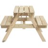 Picknickbord med parasollhål för 4 barn massivt granträ vidaXL – miniatyr 5