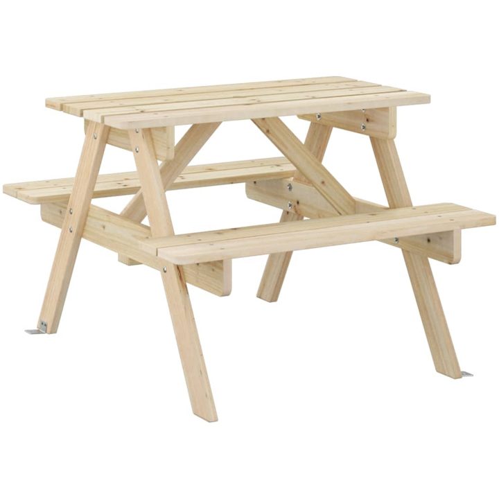 Picknickbord med parasollhål för 4 barn massivt granträ vidaXL – bild 6