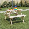Picknickbord med parasollhål för 4 barn massivt granträ vidaXL – miniatyr 1