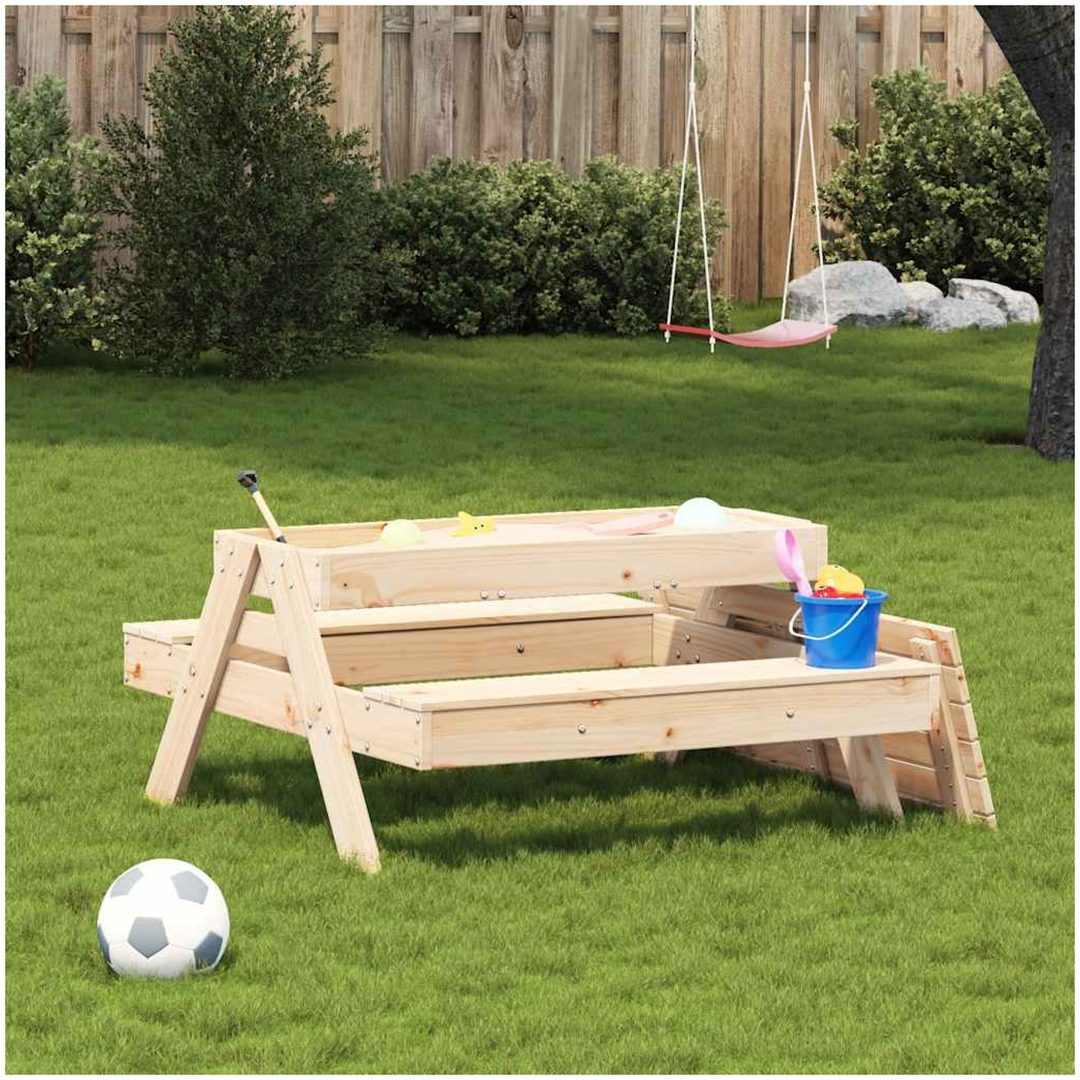 Picknickbord med sandlåda för barn massivt furu vidaXL – bild 4