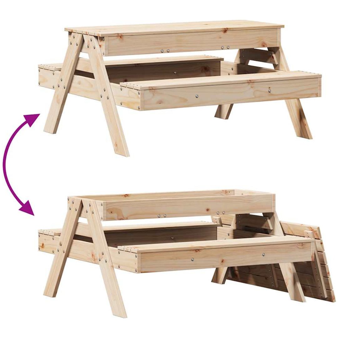 Picknickbord med sandlåda för barn massivt furu vidaXL – bild 8