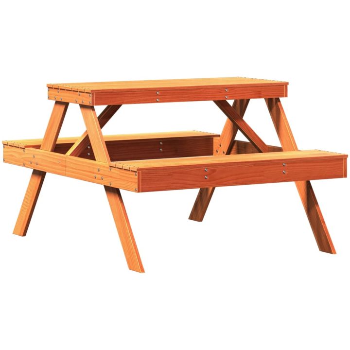 Picknickbord vaxad brun 105x134x75 cm massivt trä vidaXL – bild 2