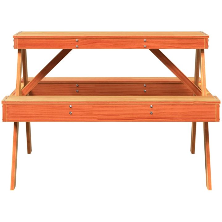 Picknickbord vaxad brun 105x134x75 cm massivt trä vidaXL – bild 4