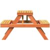 Picknickbord vaxad brun 105x134x75 cm massivt trä vidaXL – miniatyr 5