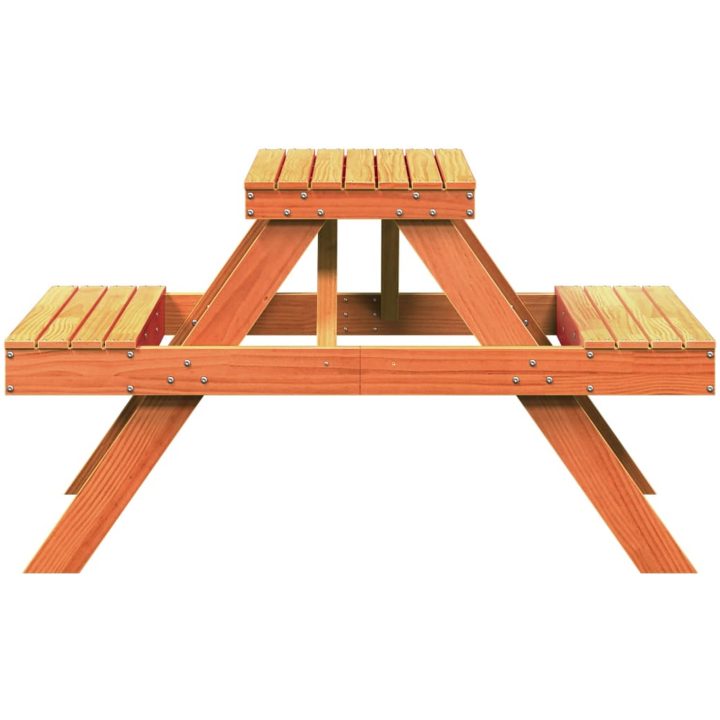 Picknickbord vaxad brun 105x134x75 cm massivt trä vidaXL – bild 5