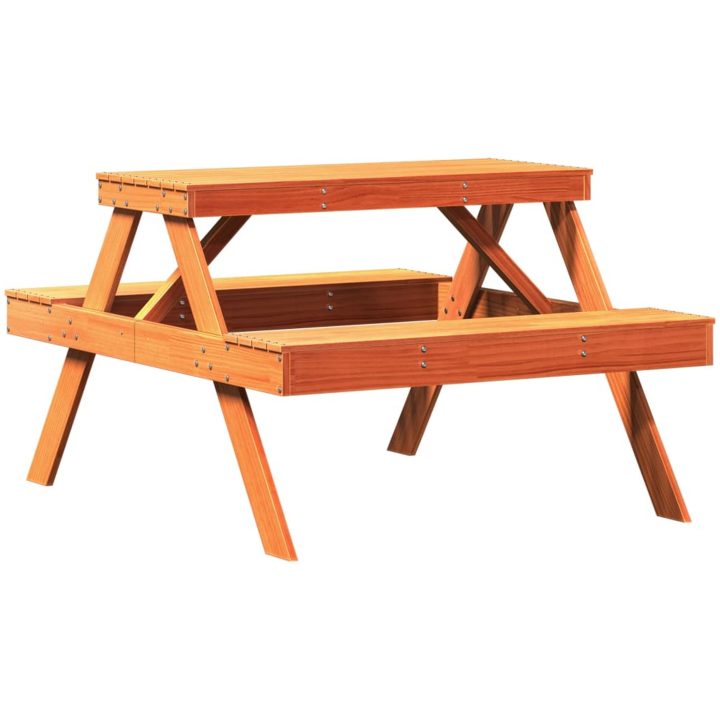 Picknickbord vaxad brun 105x134x75 cm massivt trä vidaXL – bild 6