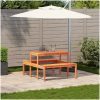 Picknickbord vaxad brun massivt trä vidaXL 110 x 134 x 75cm – miniatyr 3