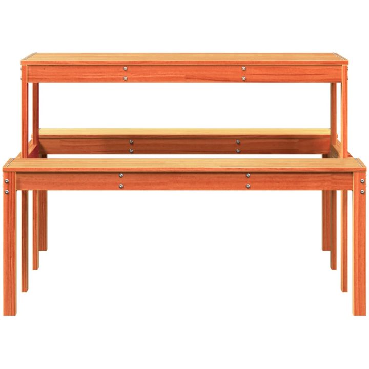 Picknickbord vaxad brun massivt trä vidaXL 110 x 134 x 75cm – bild 4