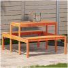 Picknickbord vaxad brun massivt trä vidaXL 110 x 134 x 75cm – miniatyr 1