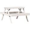 Picknickbord vit 105x134x75 cm massivt trä vidaXL – miniatyr 2