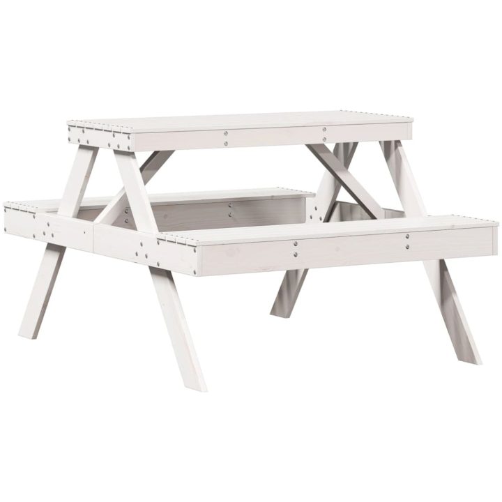 Picknickbord vit 105x134x75 cm massivt trä vidaXL – bild 2