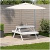 Picknickbord vit 105x134x75 cm massivt trä vidaXL – miniatyr 3