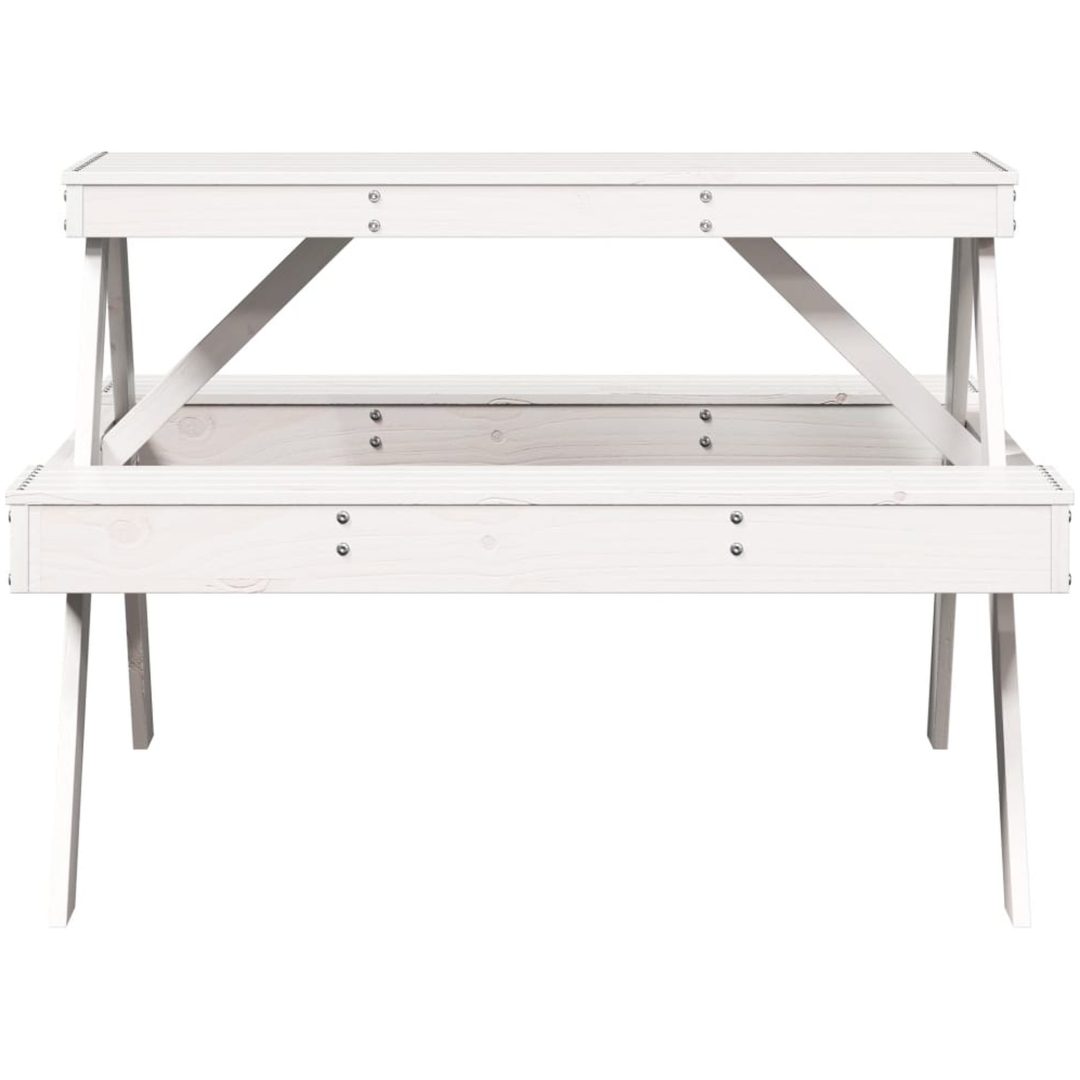 Picknickbord vit 105x134x75 cm massivt trä vidaXL – bild 4