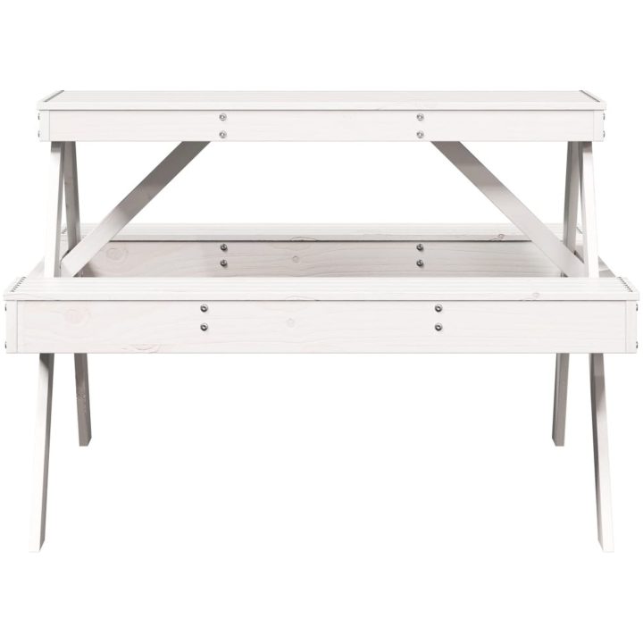 Picknickbord vit 105x134x75 cm massivt trä vidaXL – bild 4