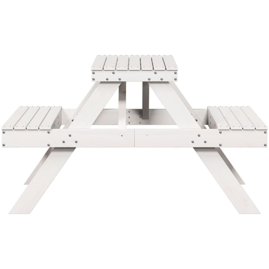 Picknickbord vit 105x134x75 cm massivt trä vidaXL – bild 5