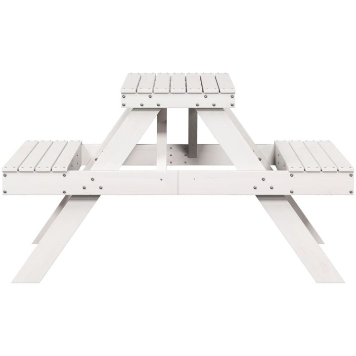 Picknickbord vit 105x134x75 cm massivt trä vidaXL – bild 5