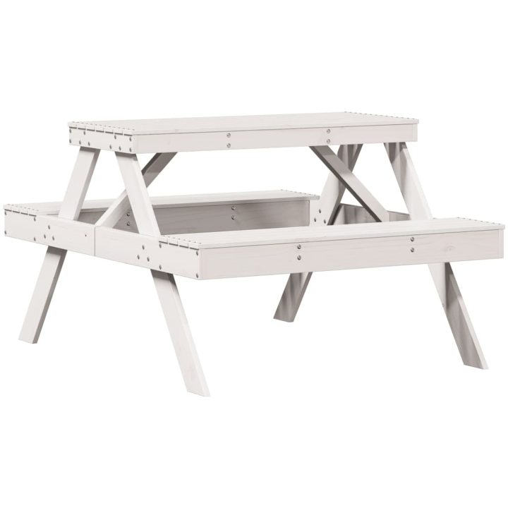 Picknickbord vit 105x134x75 cm massivt trä vidaXL – bild 6