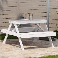 Picknickbord vit 105x134x75 cm massivt trä vidaXL