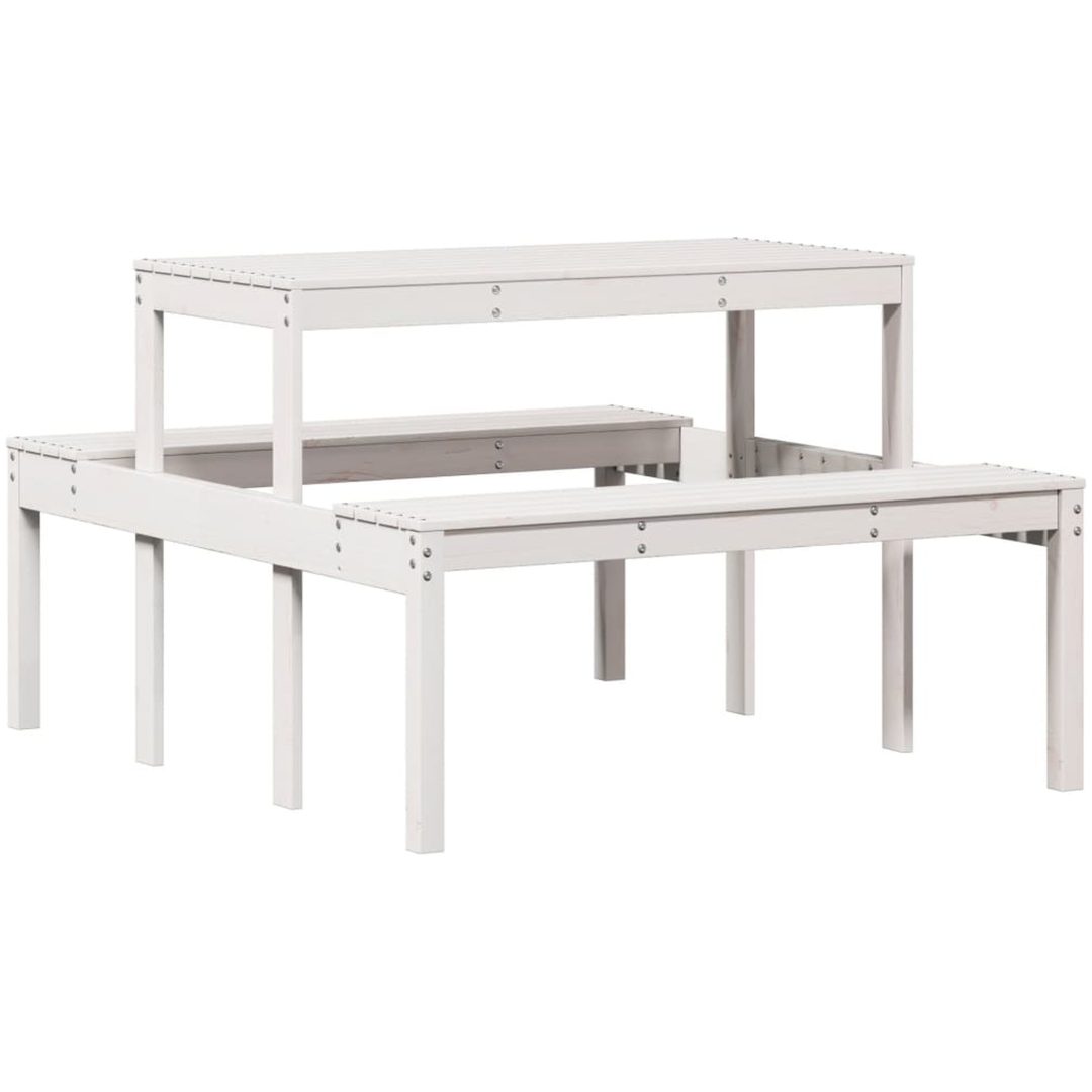 Picknickbord vit massivt trä vidaXL 110 x 134 x 75cm – bild 2