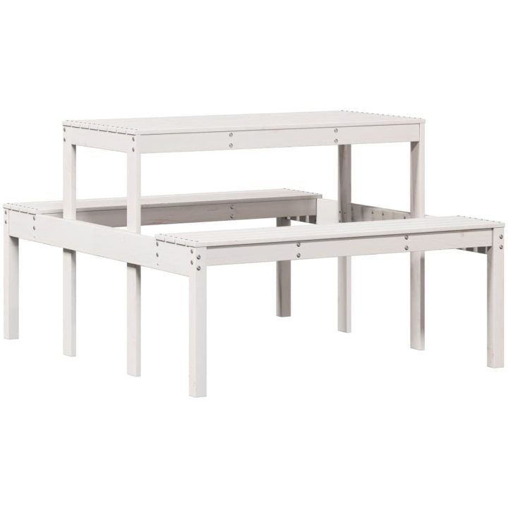 Picknickbord vit massivt trä vidaXL 110 x 134 x 75cm – bild 2