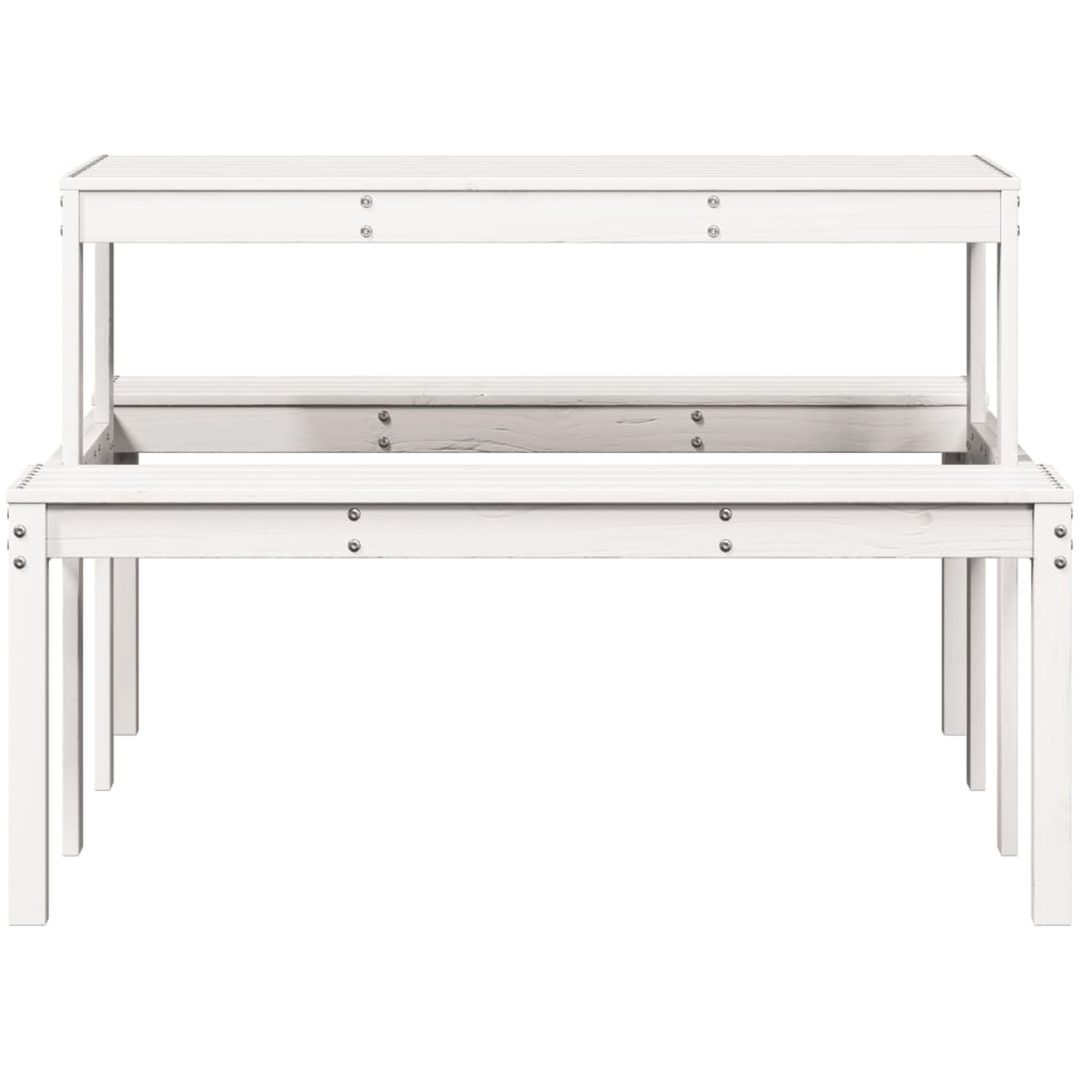 Picknickbord vit massivt trä vidaXL 110 x 134 x 75cm – bild 4