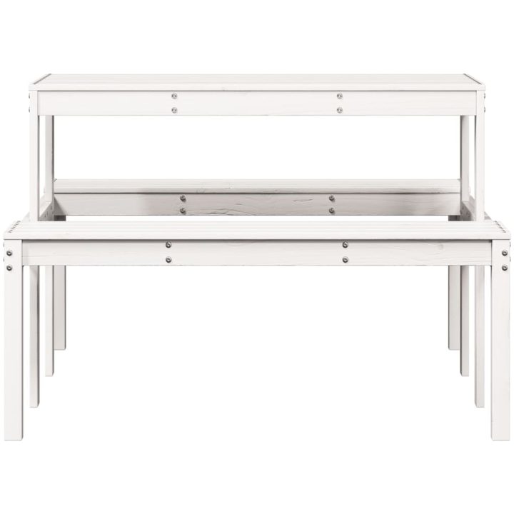 Picknickbord vit massivt trä vidaXL 110 x 134 x 75cm – bild 4