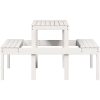 Picknickbord vit massivt trä vidaXL 110 x 134 x 75cm – miniatyr 5