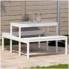 Picknickbord vit massivt trä vidaXL 110 x 134 x 75cm – miniatyr 1