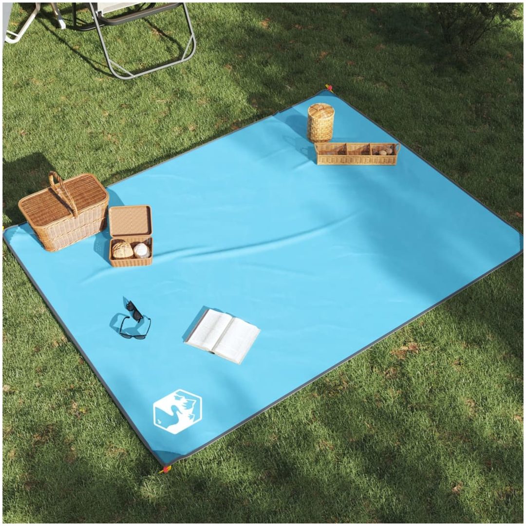 Picknickfilt med markpinnar blå 205x155 cm vidaXL