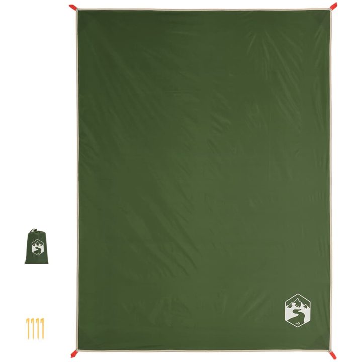 Picknickfilt med markpinnar grön 205x155 cm vidaXL – bild 3