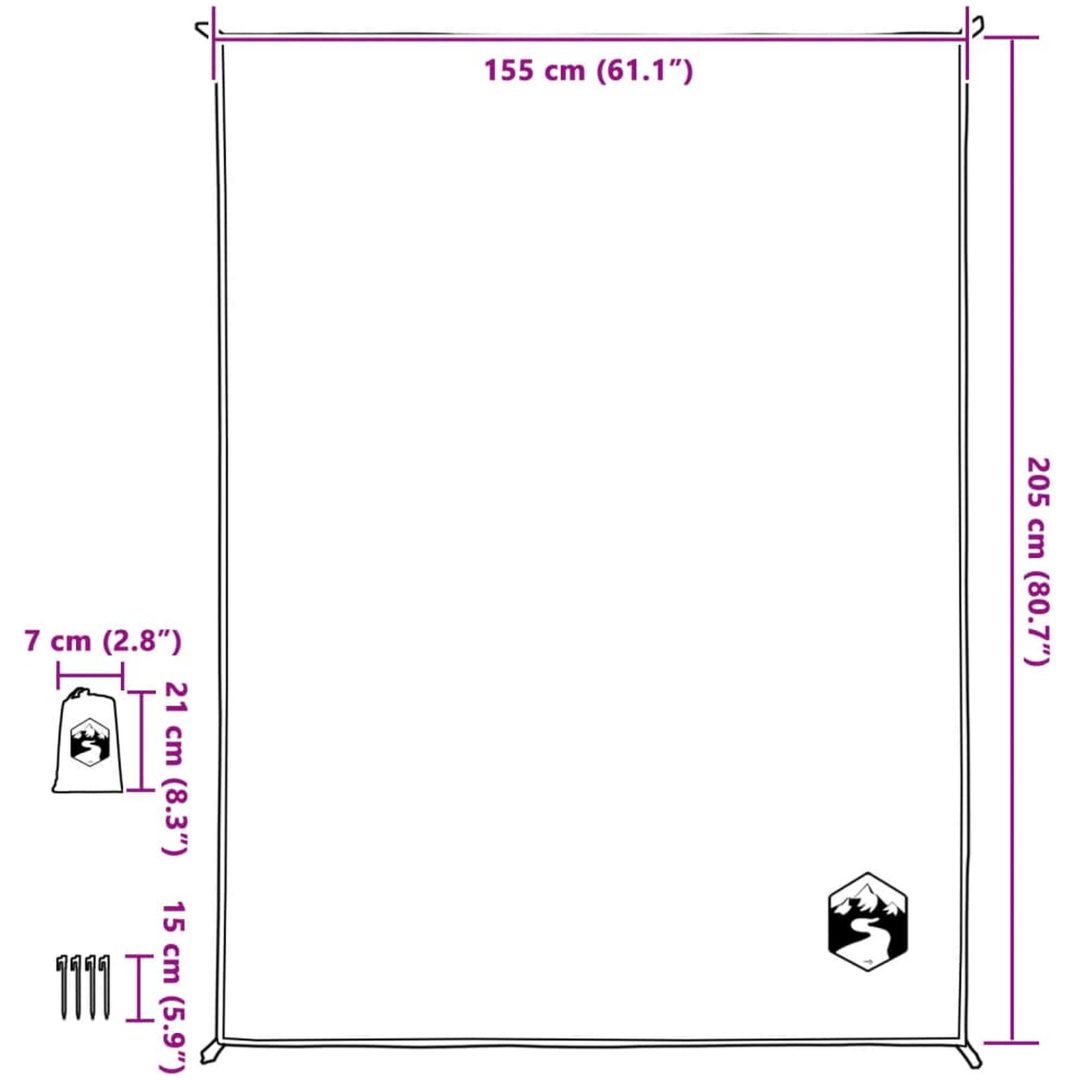 Picknickfilt med markpinnar grön 205x155 cm vidaXL – bild 6