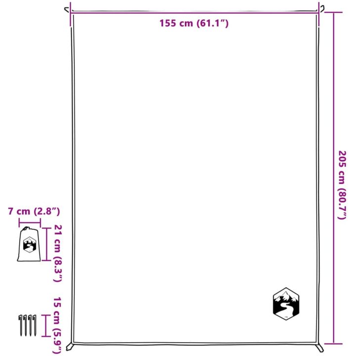 Picknickfilt med markpinnar grön 205x155 cm vidaXL – bild 6