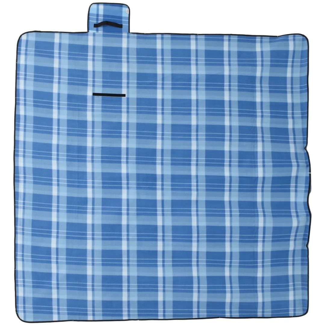 Picknickfilt vikbar blå pläd sammet vidaXL 200 x 200 cm – bild 2