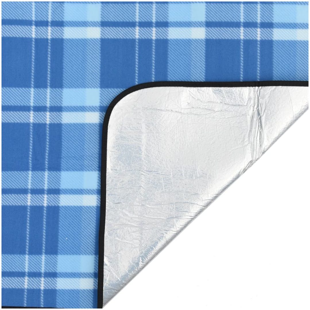 Picknickfilt vikbar blå pläd sammet vidaXL 200 x 200 cm – bild 4