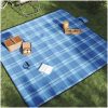 Picknickfilt vikbar blå pläd sammet vidaXL 200 x 200 cm – miniatyr 1