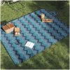 Picknickfilt vikbar blå vågig sammet vidaXL 200 x 150 cm – miniatyr 1