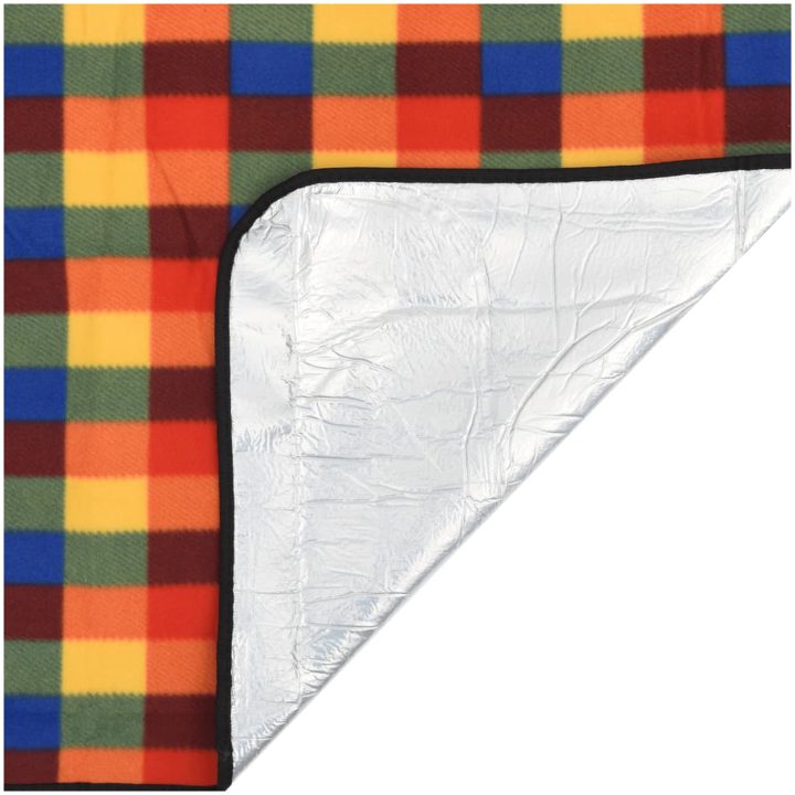 Picknickfilt vikbar flerfärgad pläd sammet vidaXL 200 x 150 cm – bild 4