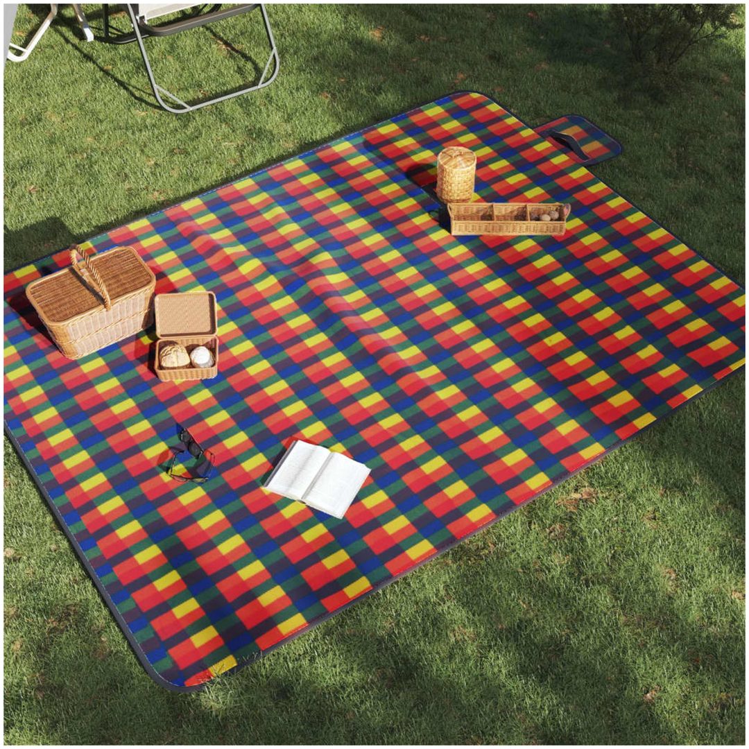 Picknickfilt vikbar flerfärgad pläd sammet vidaXL 200 x 150 cm