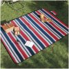 Picknickfilt vikbar röd och blå randig sammet vidaXL 200 x 150 cm – miniatyr 1