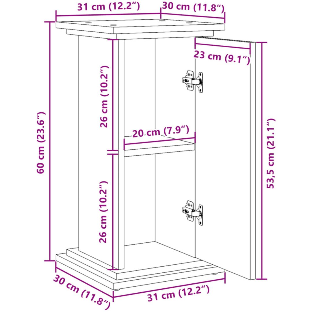 Piedestal med förvaring åldrat trä konstruerat trä vidaXL 31 x 30 x 60 cm – bild 11