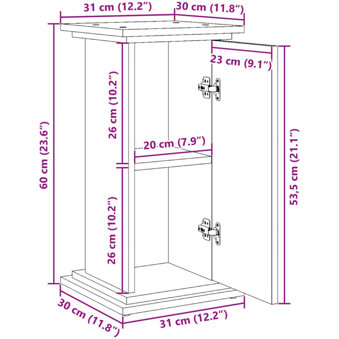 Piedestal med förvaring brun ek konstruerat trä vidaXL 31 x 30 x 60 cm – bild 11