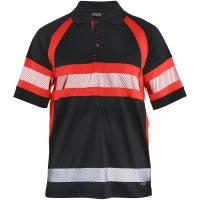 Pikétröja 33381051 Svart / Hivisröd BLÅKLÄDER