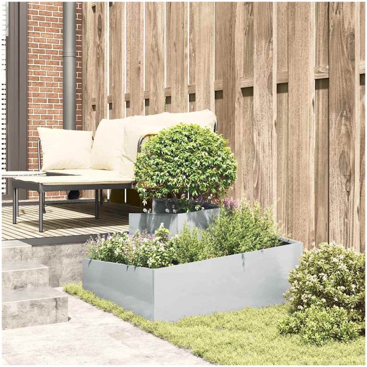 Planterare 80x80x50 cm Galvaniserat stål vidaXL Stor – bild 4