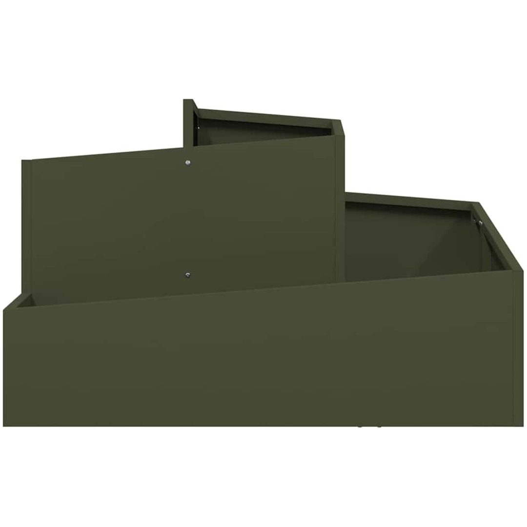 Planterare Olivgrön Kallvalsad stål vidaXL 80 x 80 x 50 cm – bild 5