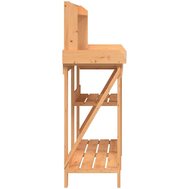 Planteringsbord med hyllor brun massivt granträ vidaXL – bild 6
